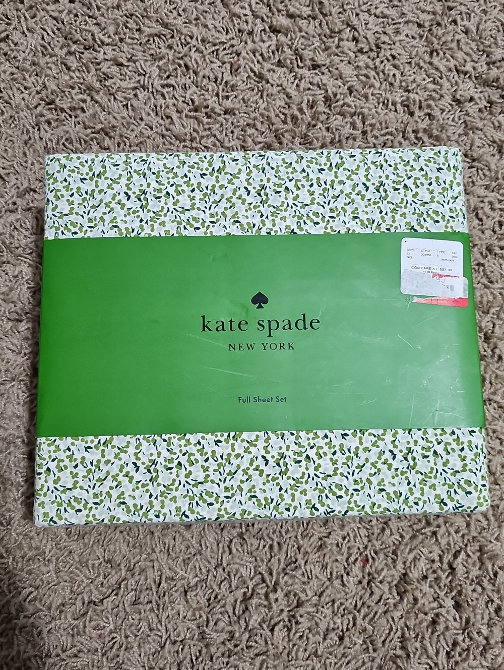 NWT Kate Spade Full Sheets Set Cotton 4 Piece Fitted Flat & Pillowcases